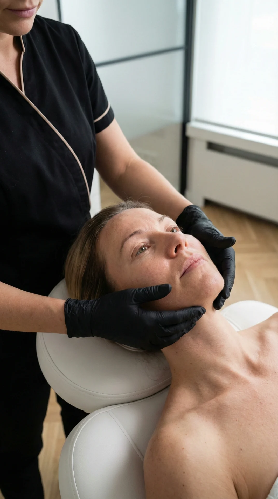 Forberedelse til en foryngende behandling. PRF er en 100% naturlig metode, der effektivt stimulerer kollagendannelsen og forynger huden på både ansigt, hals og décolleté.